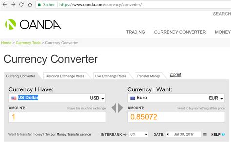 currency converter oanda exchange rate